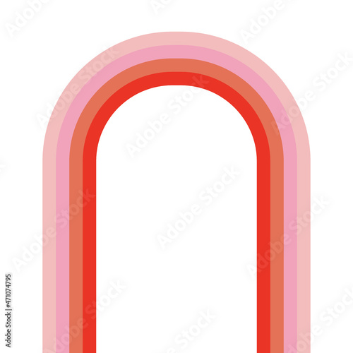 Pink Red groovy rainbow vector clipart isolated on white. Feminine boho abstract arc design element. Sassy girl power illustration collection.