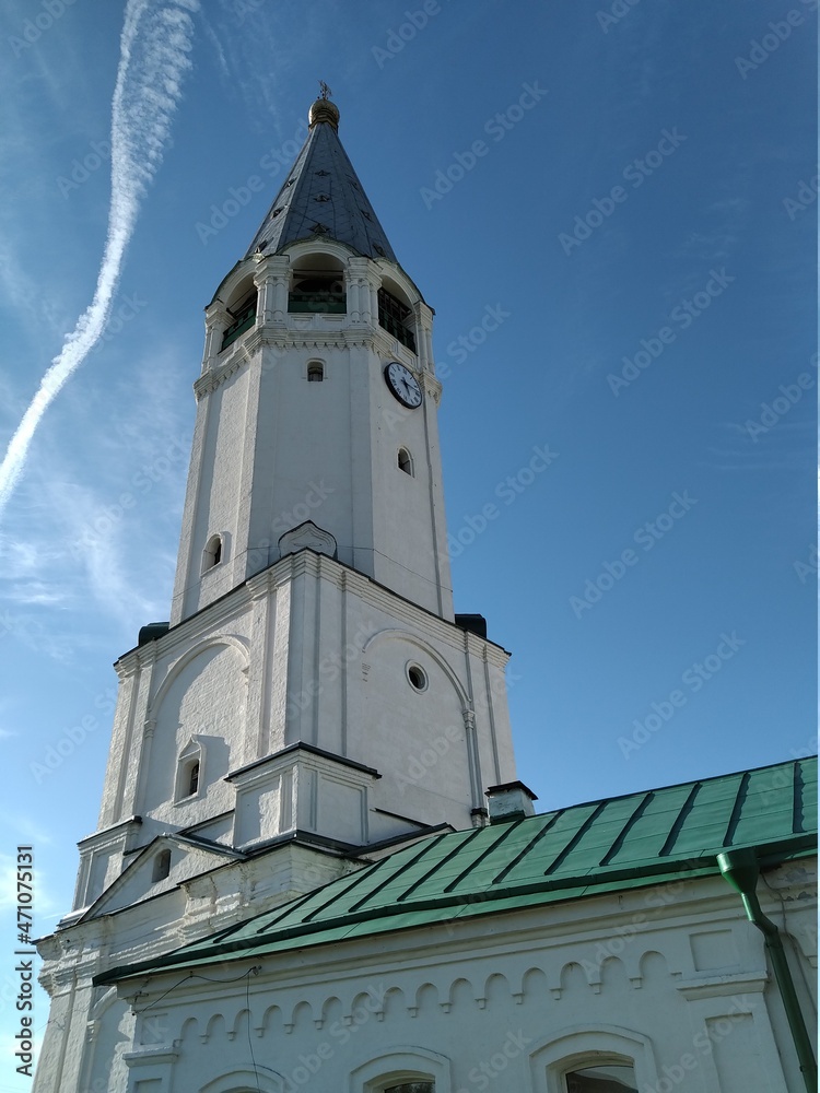 Ancient historical building of orthodox church cathedral in Russia, Ukraine, Belorus, Slavic people faith and beleifs in Christianity Arzamas