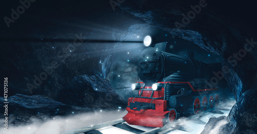 Night fantasy snowy mountai...