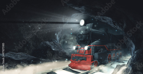 Night fantasy snowy mountai...