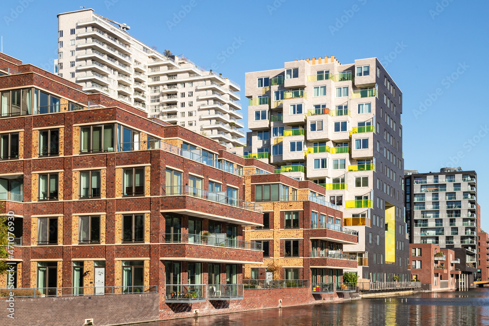 Zuidas with modern luxury apartments in Amsterdam.