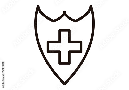 Icono negro de escudo de seguro médico