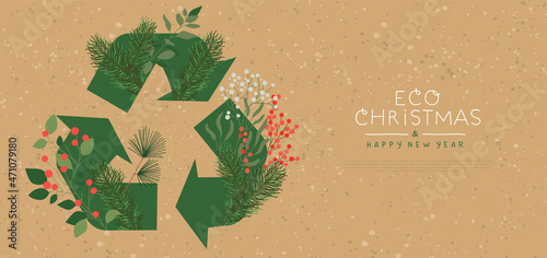 Merry Eco Christmas recycle nature web template