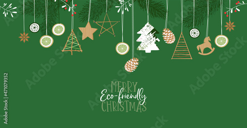 Merry Eco Christmas green recycled ornament card