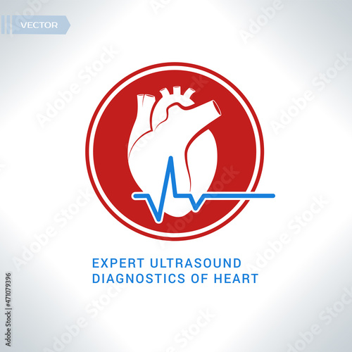 Cardiology center logo.. Heart vector logo.  Health care logo.