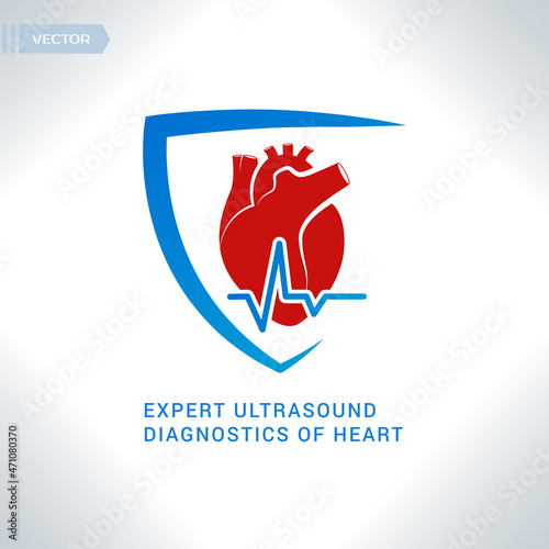 Cardiology center logo.. Heart vector logo.  Health care logo.
