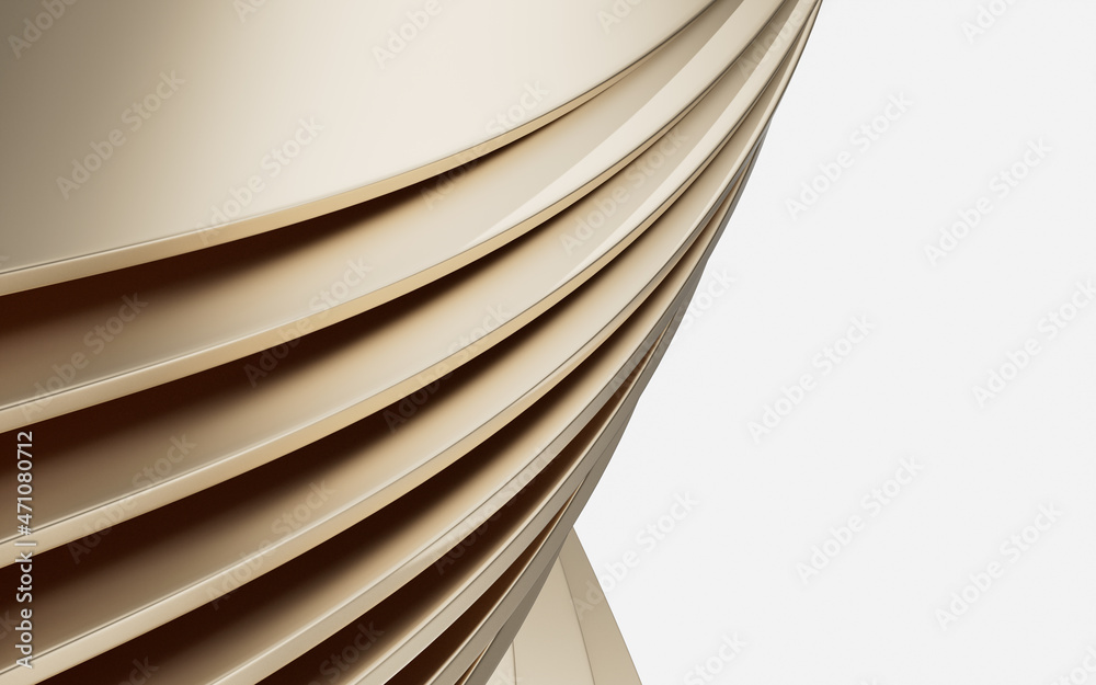 Obraz premium Abstract metal curves with white background, 3d rendering.