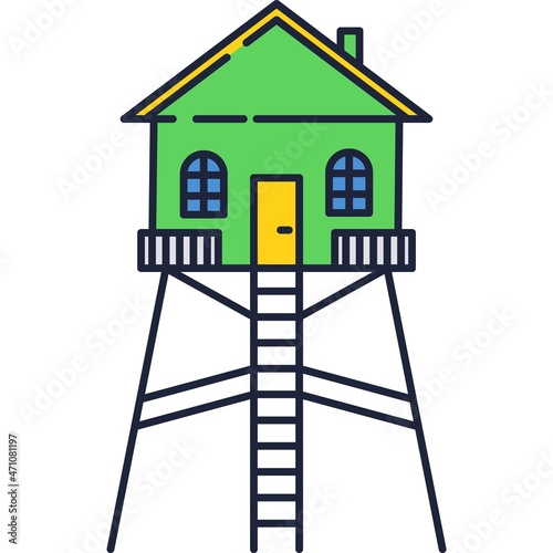 Watch tower icon observation building vector sign