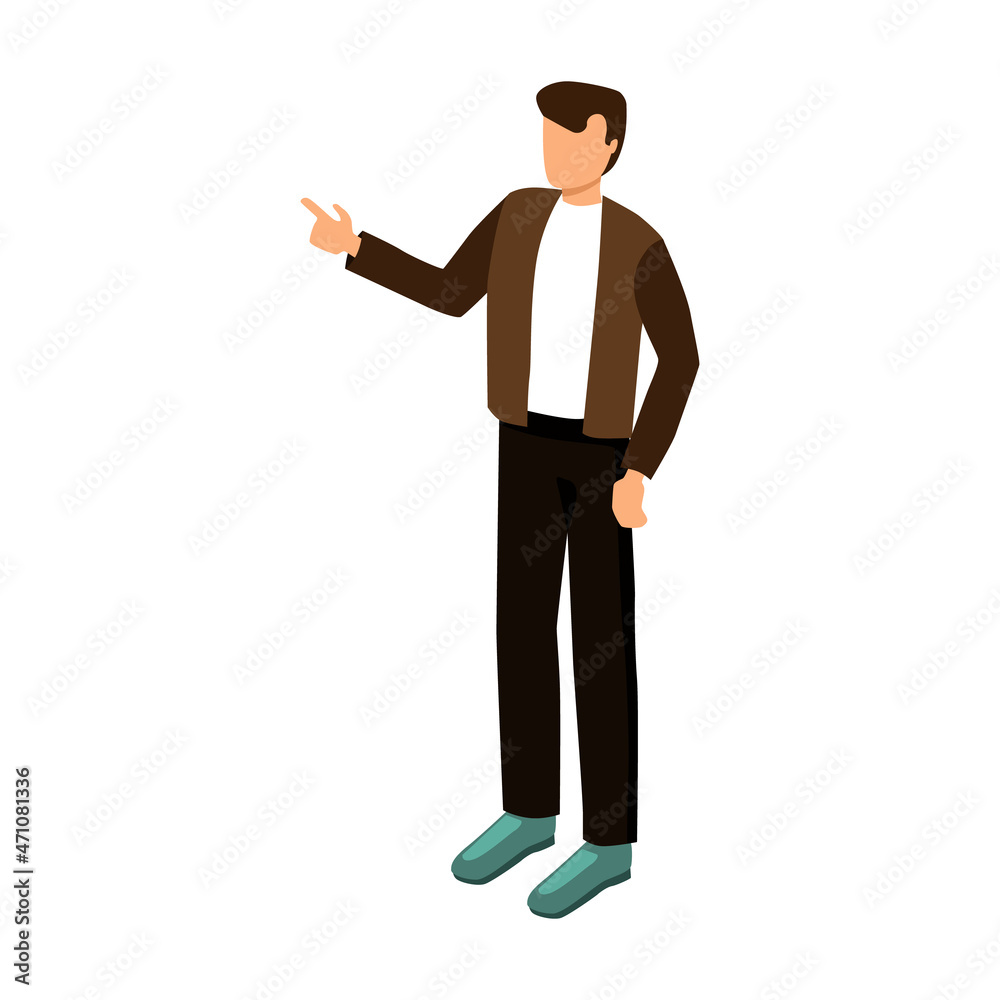 Man Standing. Isolated Design of Person on White Background. Vector illustration