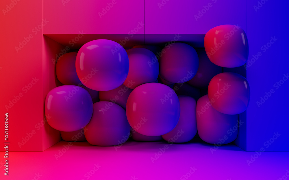 Naklejka premium Soft balls, geometrical concept, 3d rendering.