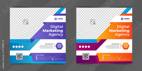 Digital Marketing Agency sale social media post or square web banner advertising template