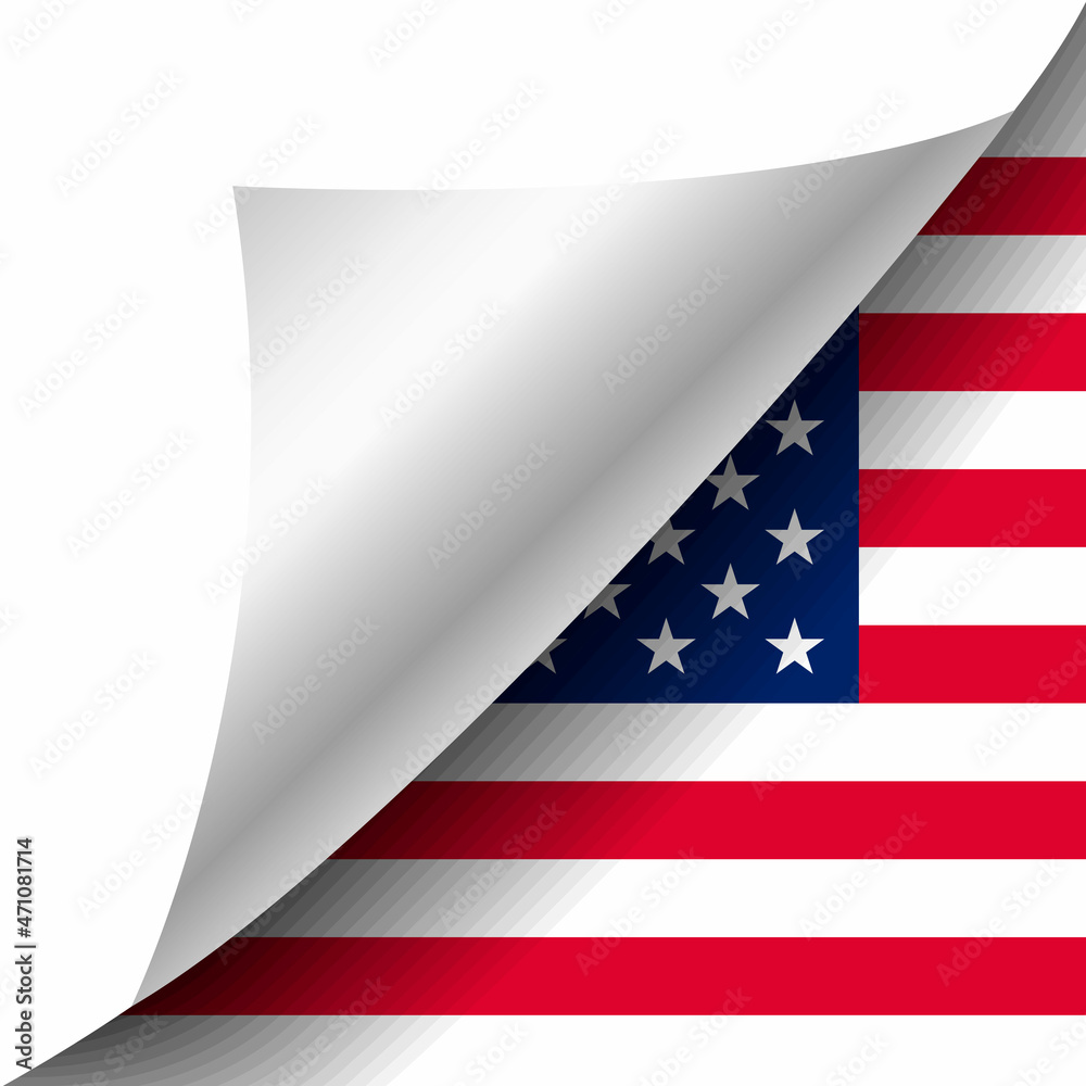 Fototapeta premium Hidden United States flag with curled corner