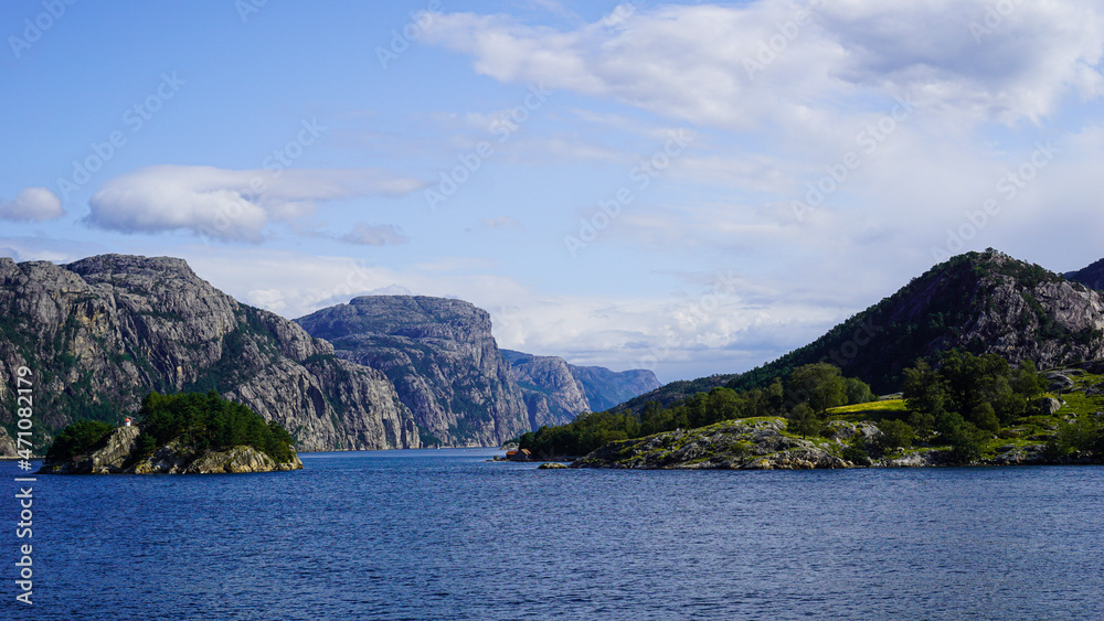 Fjord landscape Norway rocky islands