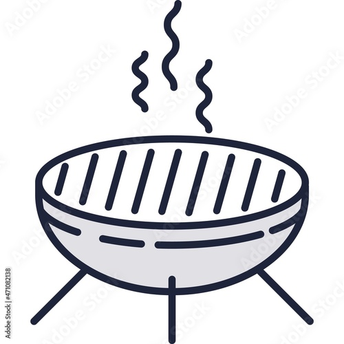 BBQ grill vector, barbecue icon isolated on white