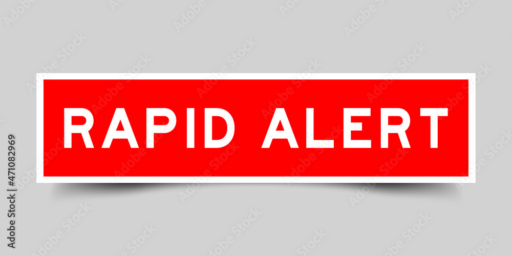 Square label banner with word rapid alert in red color on gray background Square label banner with word rapid alert in red color on gray background