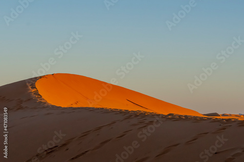 The Beautiful Sand Dunes In The Great Sahara Desert In Morocoo, Africa