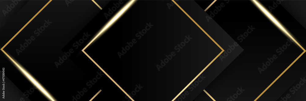 Black and gold banner background. Vector abstract graphic design banner pattern background template. Black and gold banner background. Vector abstract graphic design banner pattern background template.