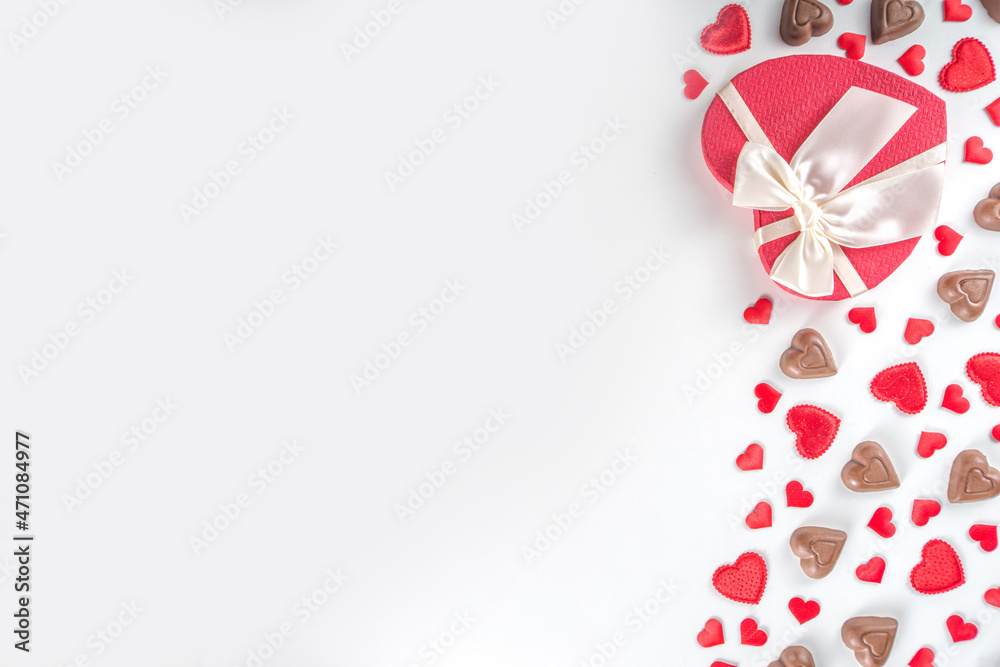 Red and chocolate hearts background Red and chocolate hearts background