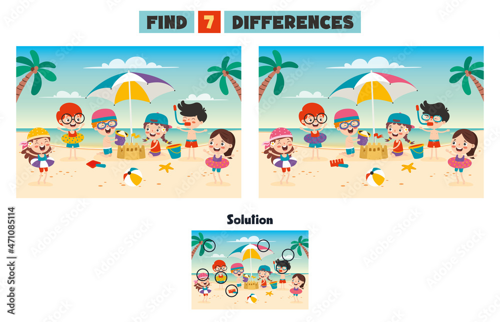 Find Seven Differences Activity For Children