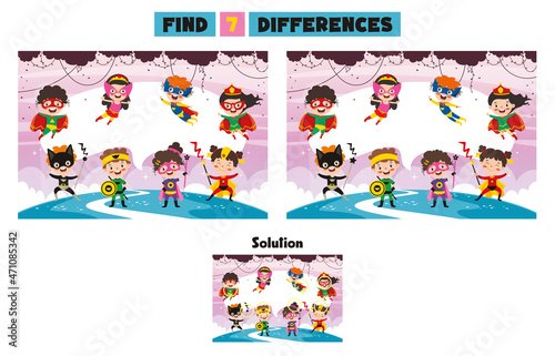 Find Seven Differences Activity For Children