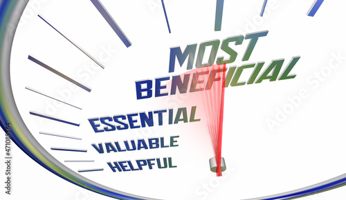 Most Beneficial Valuable Essential Helpful Speedometer Measure Benefits Value 3d Illustration