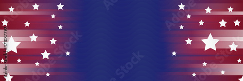American blue and red banner background template. American nation banner with national flag Independence and freedom vector. USA country day celebration. Patriotic background with waving American flag