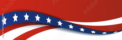 American blue and red banner background template. American nation banner with national flag Independence and freedom vector. USA country day celebration. Patriotic background with waving American flag