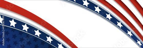 American blue and red banner background template. American nation banner with national flag Independence and freedom vector. USA country day celebration. Patriotic background with waving American flag