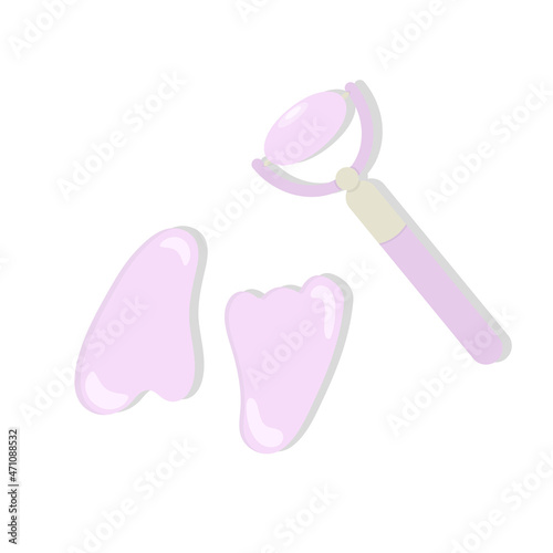 rejuvenating facial massager quartz roller and scraper