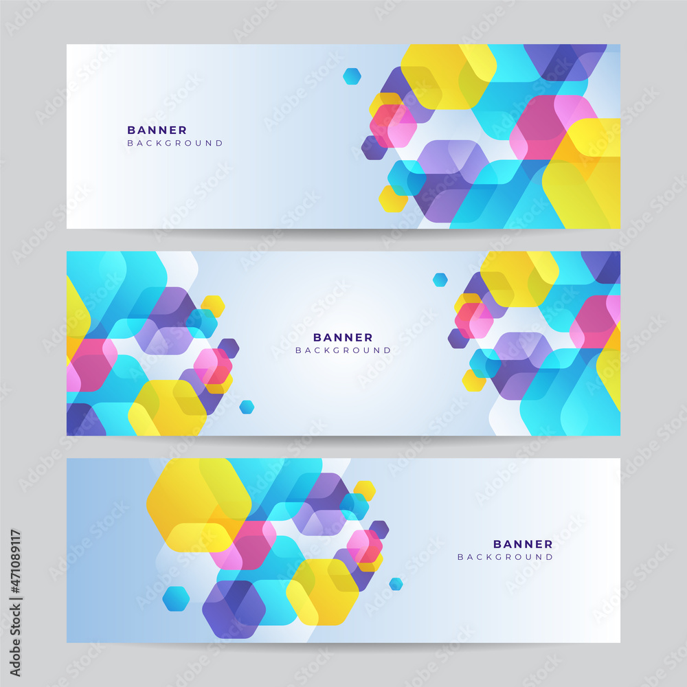 Colorful geometric bauhaus hexagon banner background. Vector abstract graphic  design banner pattern background template. Stock Vector | Adobe Stock