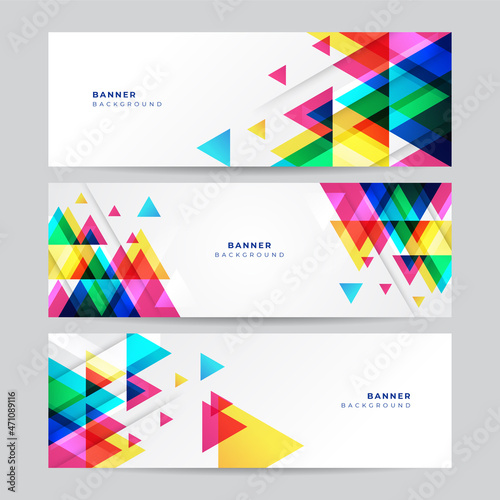 Colorful triangle abstract banner background. Vector abstract graphic design banner pattern background template. © Salman