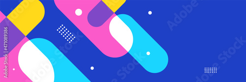 Abstract colorful bauhaus geometric banner background. Vector abstract graphic design banner pattern background template for wallpaper, template, poster, backdrop, book cover, brochure, leaflet, flyer