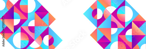 Colorful bauhaus geometric Memphis abstract wide banner background. Vector abstract graphic design banner pattern background template.