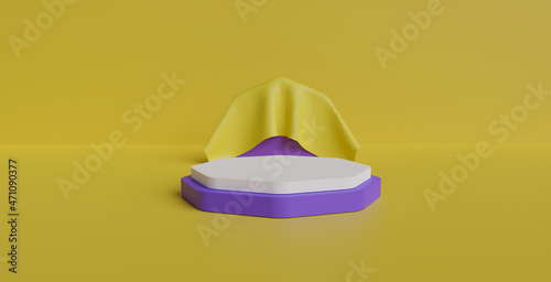 Yellow product podium  background with fabric backdrops