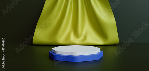 black and yellow product podium  background with fabric backdrops