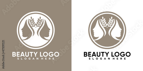 beauty logo design with line art and creative concept