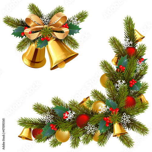 Vector Christmas Fir Corner Decorations