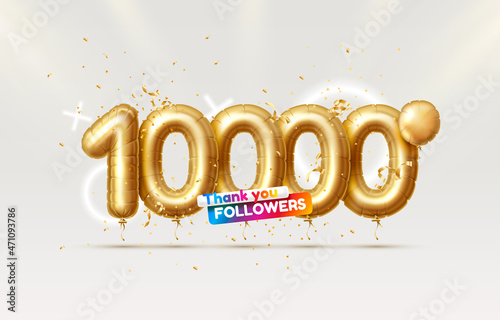 Thank you followers peoples, 10k online social group, happy banner celebrate, Vector