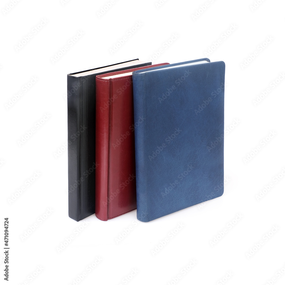 Concept diary with leather cover isolated on white background Concept diary with leather cover isolated on white background