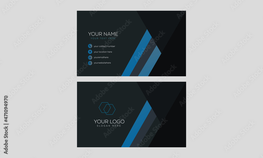 Professional modern two sided business card design template on black ...