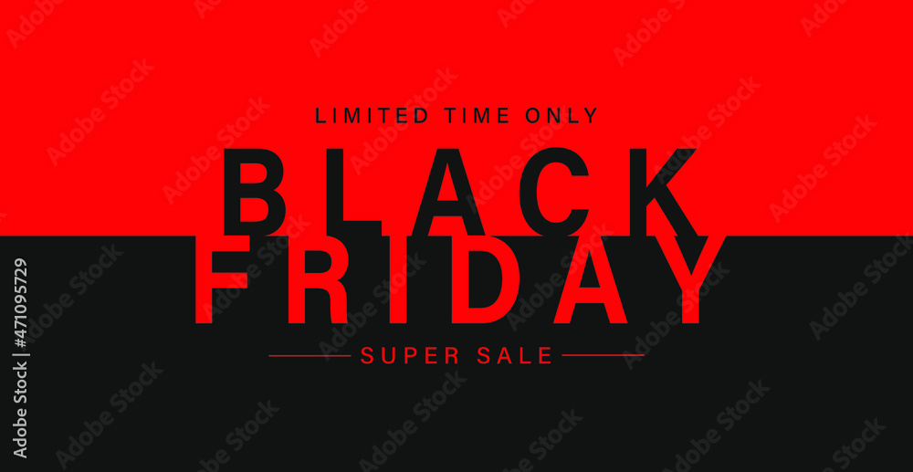 Obraz premium Black Friday sale banner. Modern minimalistic design with black and red typography. Template for promotion, advertising, web, social and fashion advertising. Vector illustration.EPS 10.
