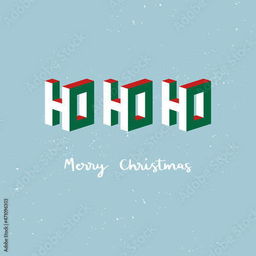 Merry Christmas hand lettering with HO HO HO 3d isometric effect