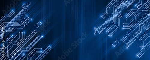 High tech technology, Blue futuristic networking photo