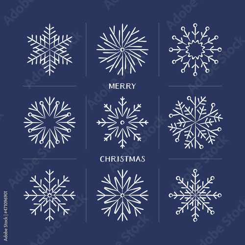 Hand drawn doodle snowflakes christmas design set