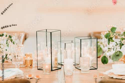Seasonal wedding reception table decorations 