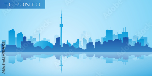 Toronto skyline with reflection in water. Vector