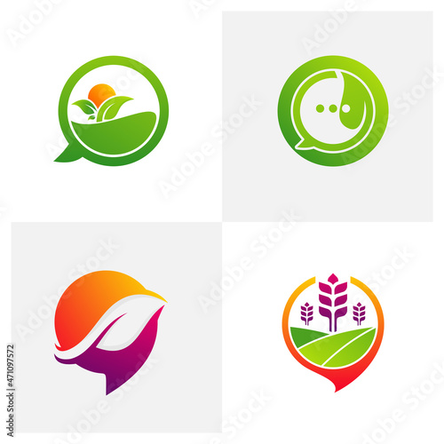 Set of Consult farm logo design vector template. Farm logo concept