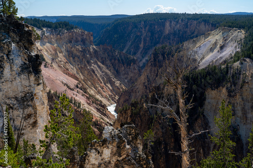 The Yellowstone River cuts through the Grand Canyon of the Yellowstone in Yellowstone National Park, Wyoming
