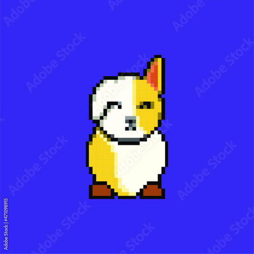 cute cat illustration, pixel art style in vector EPS