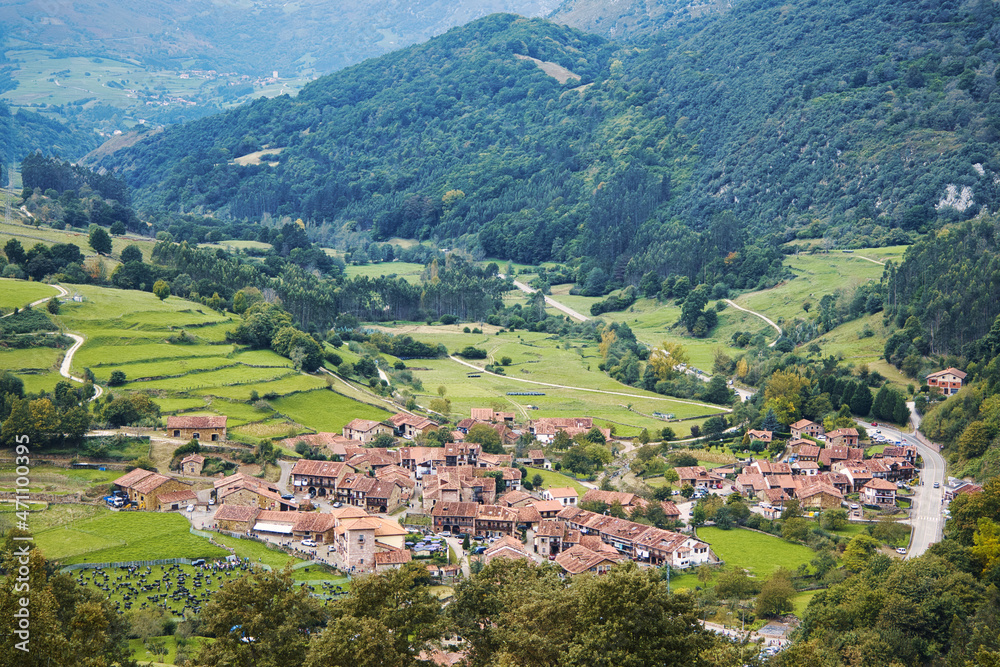 Panoramic landscapes of the town of Carmona, Cantabria, Northern Spain.